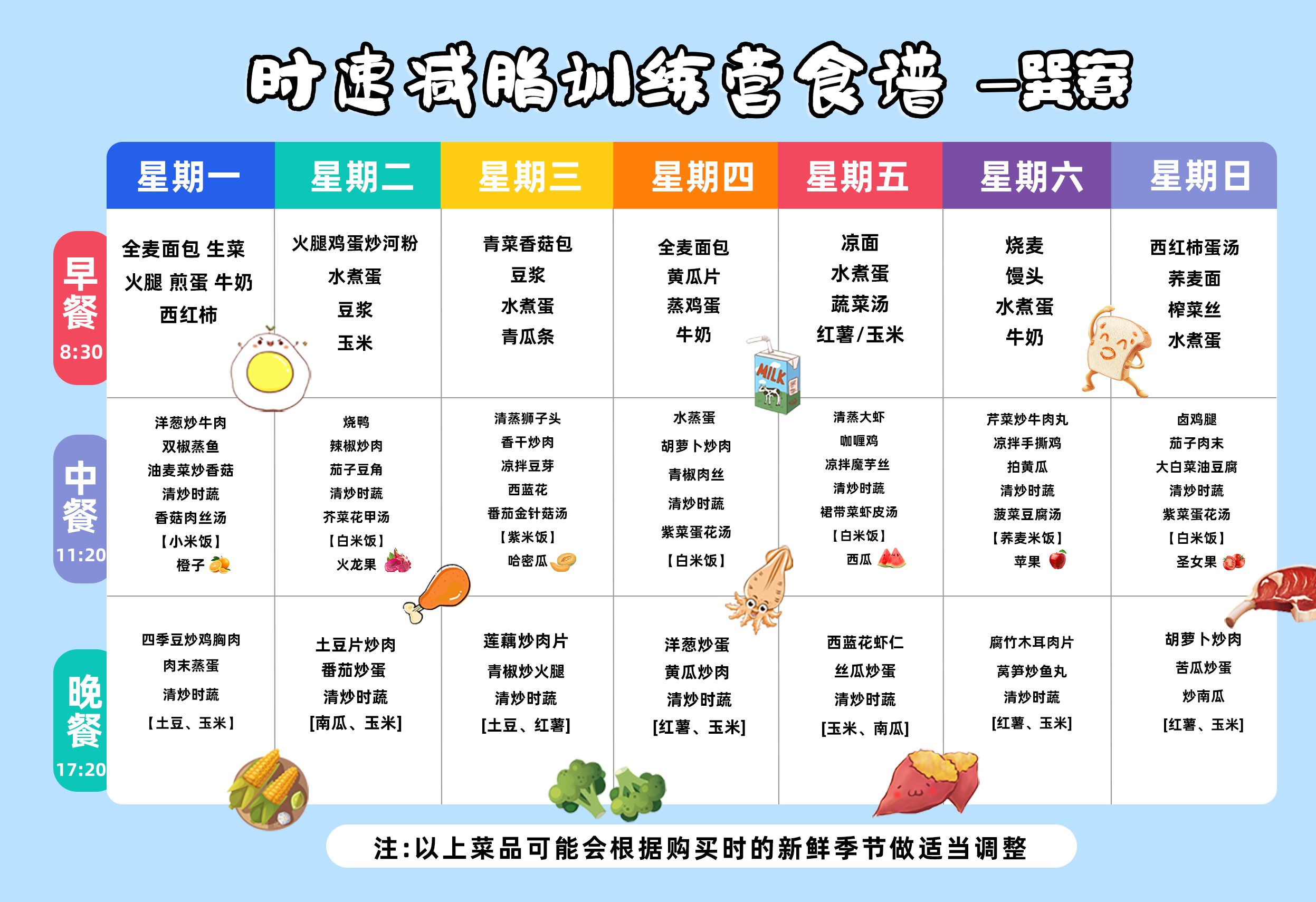 时速减脂训练营食谱